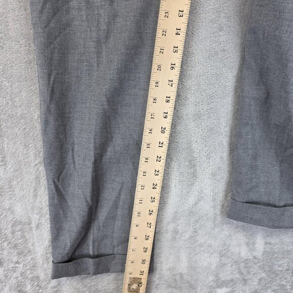 Banana Republic Pants Mens 36x32 Gray Slim Pleated Wool Blend Dress Trousers - Picture 4 of 14